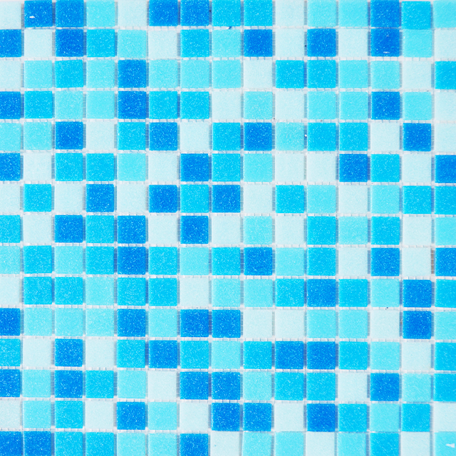 Tuile de mosaïque de piscine en verre thermofusible Square Blue Mix