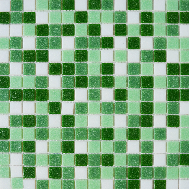 Carreau de mosaïque en verre carré mixte vert 20X20