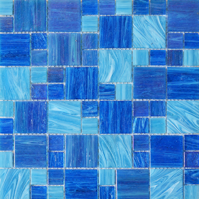Carreau de mosaïque en verre bleu pour piscine